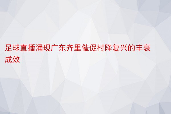 足球直播涌现广东齐里催促村降复兴的丰衰成效